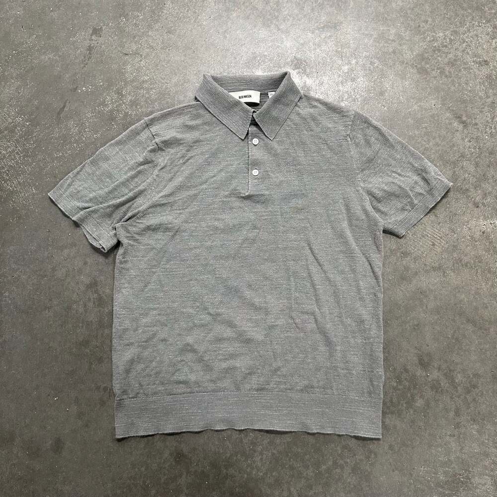 Buck Mason Avalon Knit Polo Shirt Medium Short Sleeve Ribbed Hem Quiet Luxury